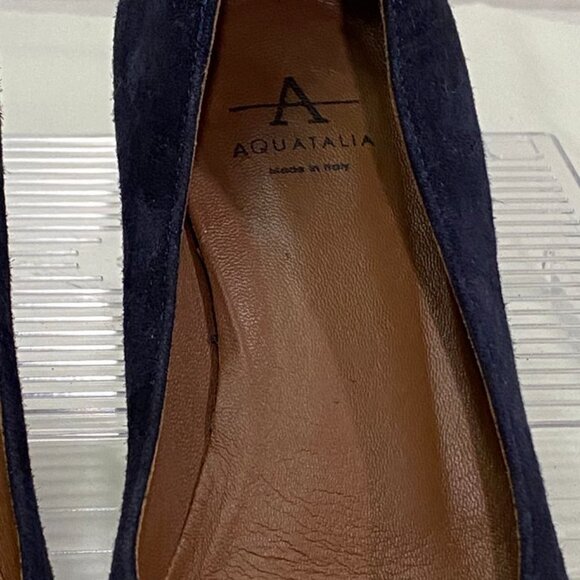 Aquatalia Made in Italy Navy Suede Block Heel Pumps Women’s 5.5M - Picture 3 of 12